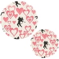 thumbnail image 7 of SKYSONIC 2 pcs Romantic Cupids Pink Hearts Pot Holders Trivets, Heat Resistant Trivets,Valentines Day Cotton Thread Weave Mats for Hot Pads Pans Pot Bowl Teapot, 7 of 7