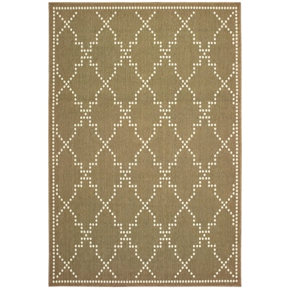 Oriental Weavers Marina Area Rug 7765Y Outdoor Tan Angled Crosshatch
