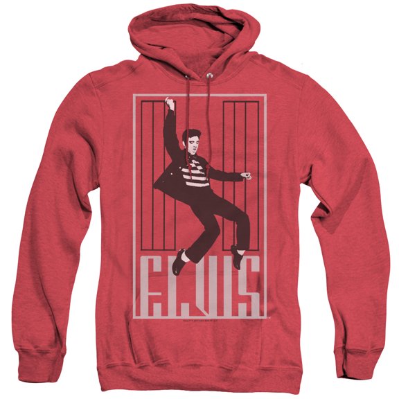 Elvis Presley One Jailhouse Adult Heather Hoodie Sweatshirt Red