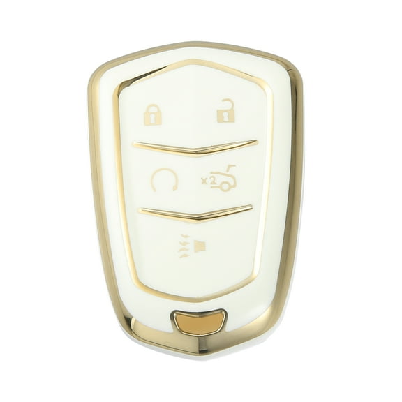 Car Key Fob Cover 5 Button Remote Key Fob Case TPU Button Full Protector Cover for White for Cadillac XT5 2017-2020