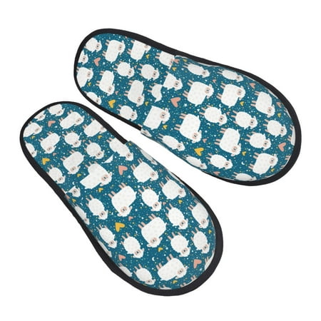 

Bingfone Cute Sheep And Hearts House Slippers for Women Men with Soft Rubber Sole Slip On for Indoor/Outdoor-Medium