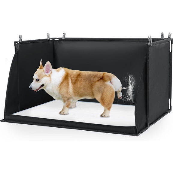 Dog Pee Pad Holder with High Walls, Foldable Dog Litter Box Potty Shields Indoor Potty for Small and Medium Pets, No Spill Pee Pad Holder Tray for Doggy Work (24x24x17.7 in). Patent Pending