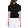 thumbnail image 3 of Suéteres de punto cortos de manga corta con cuello en V para mujer Inspire Chic, color negro, talla M, 3 of 5