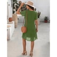thumbnail image 6 of OYYN Dresses for Women Summer Casual Elegant Layered Chiffon Wedding Guests Midi Dress Short Sleeve Knee Length Cocktail Dresses, 6 of 6
