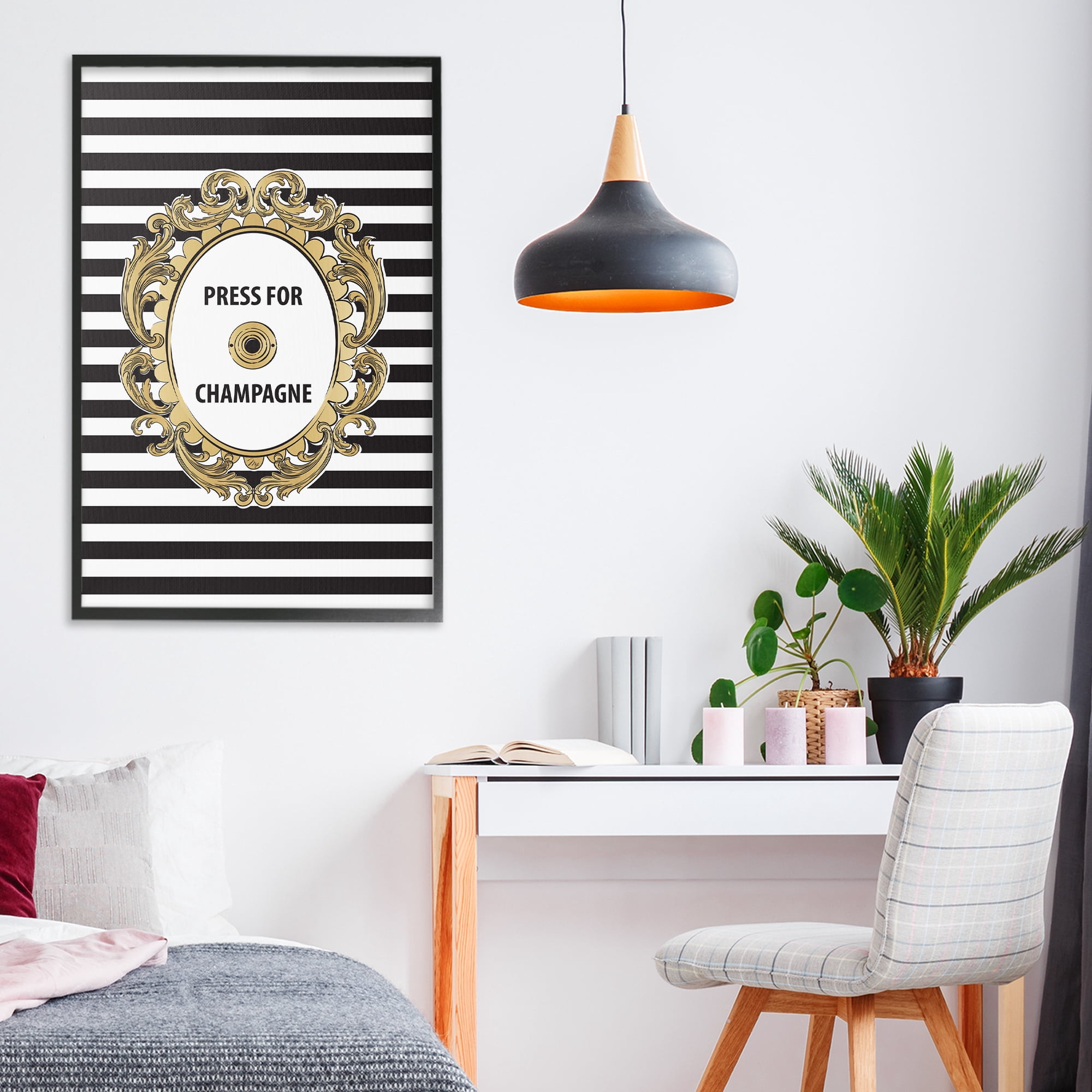 Stupell Industries Press For Champagne Celebration Black Framed Giclee Art, design by Martina Pavlova
