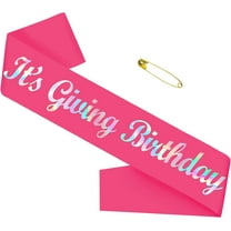 1 pcs It's Giving Birthday Sash with Iridescent Foil, Fun Hot Pink Birthday Sash Decorations for Girls Women 16th 18th 21st 30th 40th 50th 60th or Any Bday Party Supplies, Cute Bday Gifts