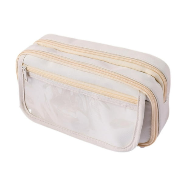 Estuche para lápices, bolsa de maquillaje, estuche para rotuladores portátiles, cierre de cremallera, bolsa para lápices, bolsa de papelería para la Beige