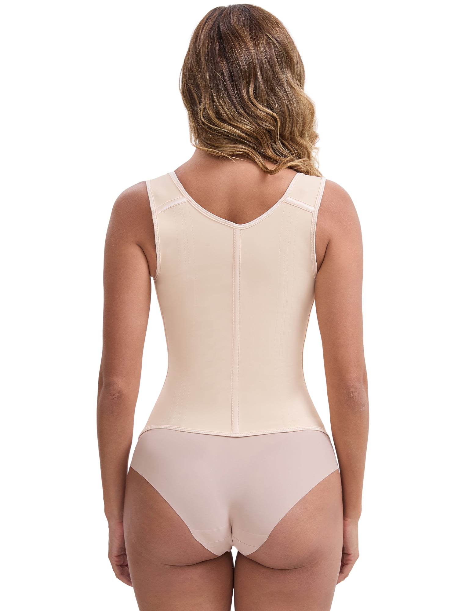 DARING DIVA Women's Zipper Hook Corset Tummy Control Body Shaper L Beige
