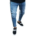 thumbnail image 2 of Tejiojio Men's and Big Men's Flat Front Comfort Waist Flex Pants Mens Stretch Denim Pants Distressed Ripped Freyed Slim Fit Zipper Jeans Trousers, 2 of 6