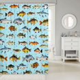 thumbnail image 2 of Manfei Cartoon Fish Shower Curtain 72Wx78L, Marine Animal Bath Curtain, Light Blue, 2 of 5