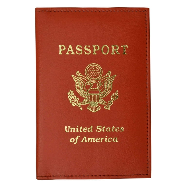 Genuine Leather USA Gold Logo Passport Cover Holder for Travel 151