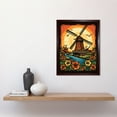thumbnail image 2 of Sunrise Landscape Dutch Windmills and Flowers Rockabilly Americana 50s Art Print Framed Poster Wall Decor 12x16 inch, 2 of 5