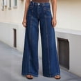 thumbnail image 4 of SAWOBUUN Women Wide Leg Jeans Straight Leg Stretchy Jeans High Waisted Loose Fit Denim Pants with Pockets, 4 of 8