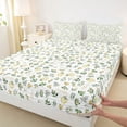 thumbnail image 4 of Erosebridal Yellow Blossoms Full Size Sheets for Girls, Green Leaves Bed Sheets, 4 Pieces, 1 Flat Sheet 1 Fitted Sheet and 2 Pillowcases, 4 of 5