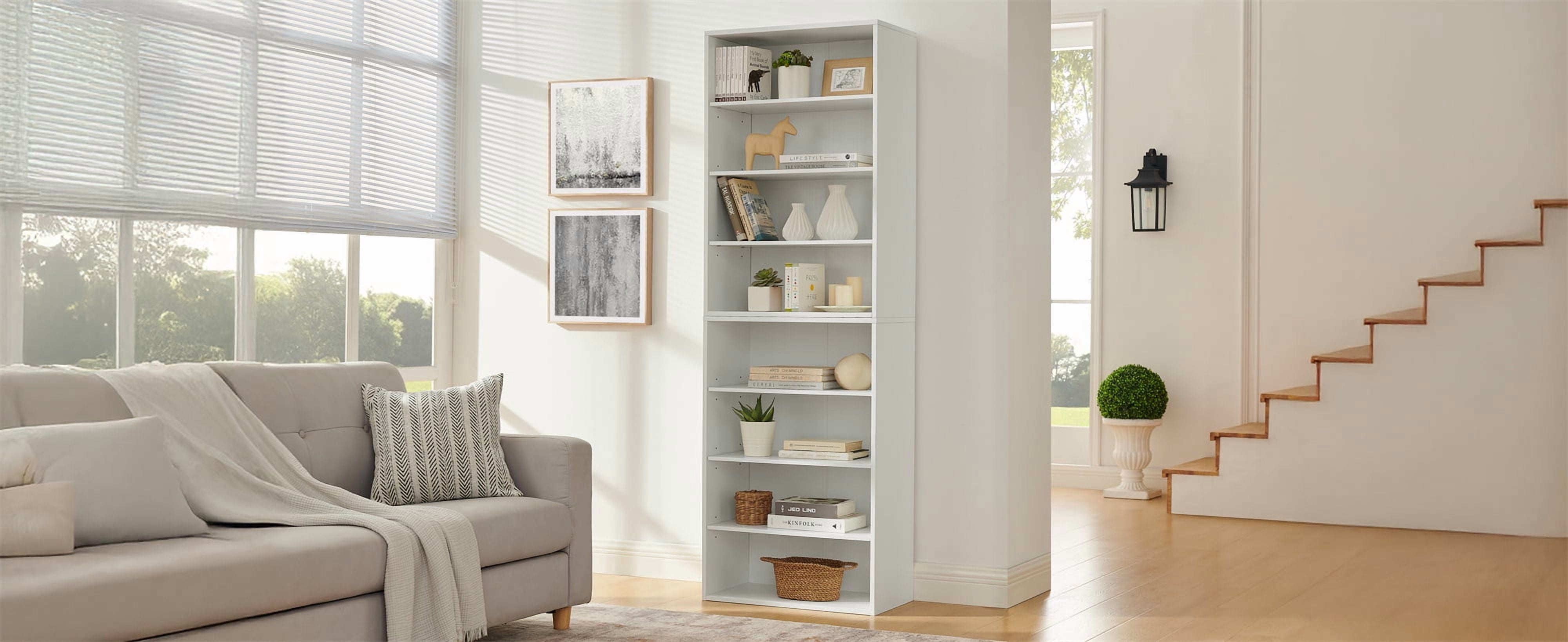Cd Dvd Storage Cabinet Bookcase, Adjustable Shelf 8-Layer Storage, Display Bookshelf, Home, Office, Double-Layer Bookcase, Can Be Disassembled Into Two 4-Layer Storage Bookcases