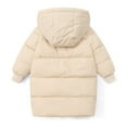 thumbnail image 4 of CCRFTGI Girls Winter Coat Size 10-12 Heavyweight Thickened Coats Quilted Zip Up Puffer Coat Trendy Warm Hooded Outwear Coat Beige 3-4Years, 4 of 6