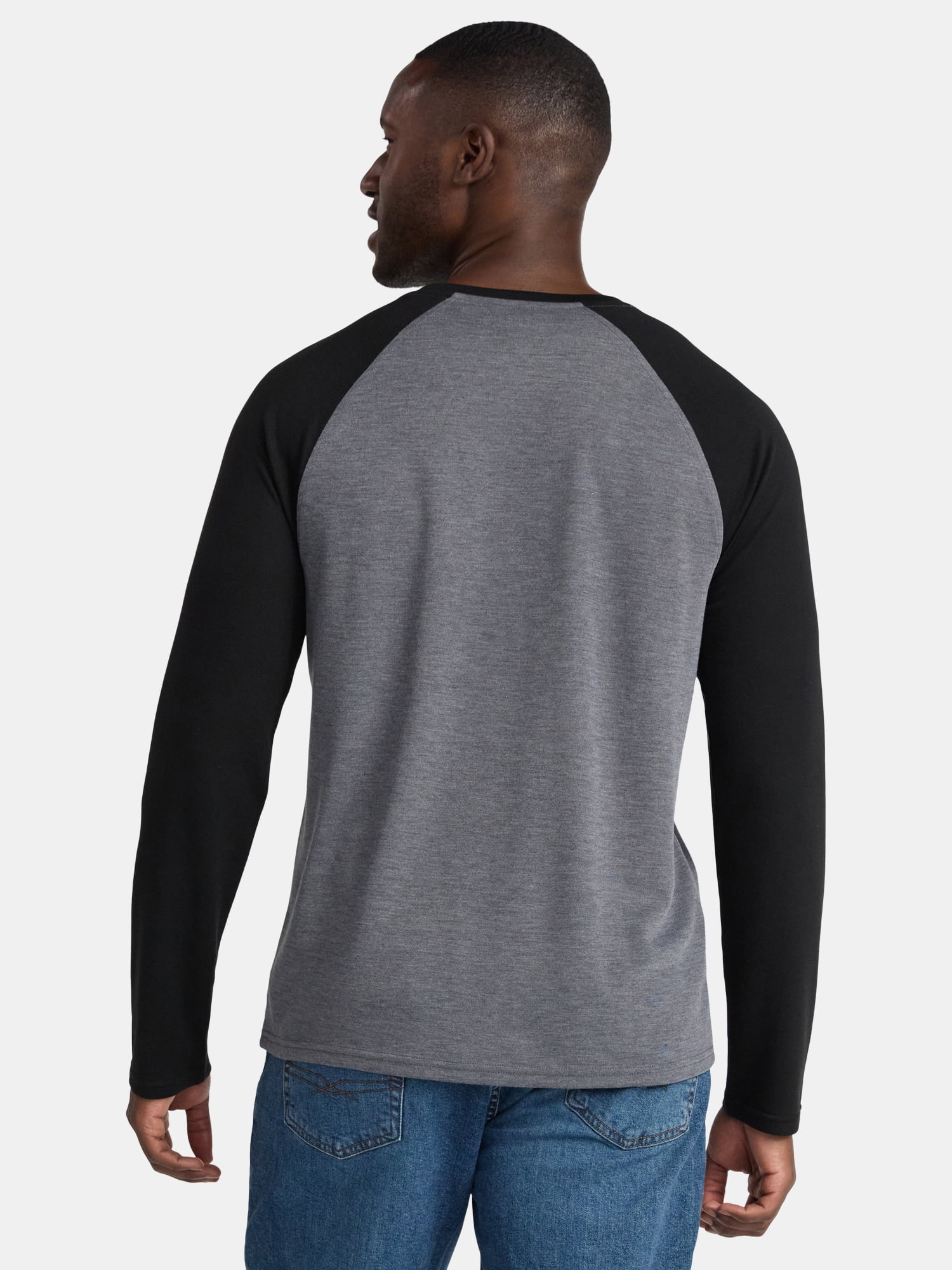 George Men's & Big Men's Relaxed Fit Raglan Tee with Long Sleeves, Sizes S-3XL