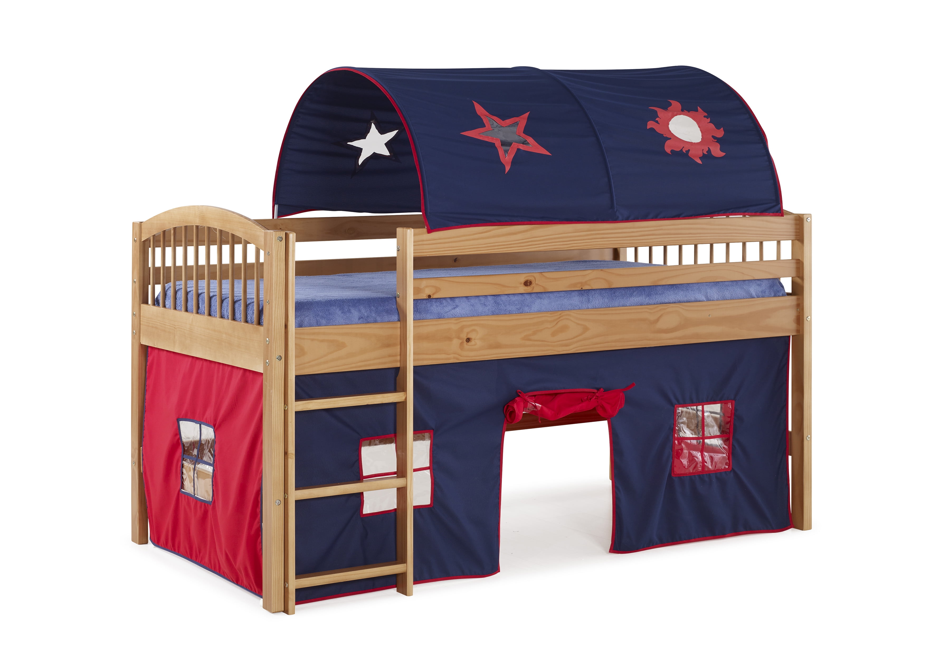 Ashford Kids Loft Bed with Tent and Playhouse Blue/Natural