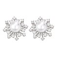 thumbnail image 1 of Ladies Small Fresh Pearl Zircon Snowflake Earrings Fashion Temperament Jewelry, 1 of 6