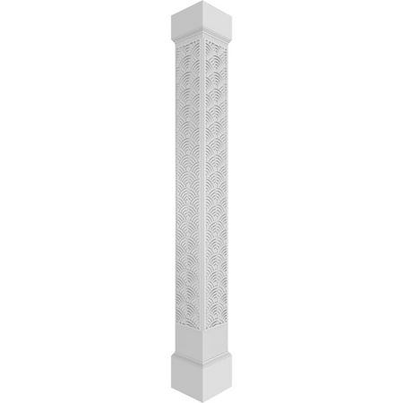 

Ekena Millwork 10 W x 8 H Craftsman Classic Square Non-Tapered Art Deco Fretwork Column w/ Mission Capital & Mission Base