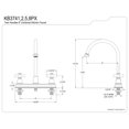 thumbnail image 2 of Kingston KB3745PX Restoration Two-Handle 3-Hole 8" Centerset Kitchen Faucet in Oil Rubbed Bronze, 2 of 4