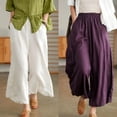 thumbnail image 1 of Pantalones de pierna ancha de corte de algodón y lino de verano, pantalones casuales de pierna recta, pantalones casuales artísticos grandes, sueltos, transpirables y de corte ajustado, 1 of 2