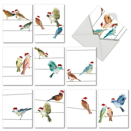 M3318XSG HOLIDAY HIGH WIRE BIRDS' 10 Assorted Merry Christmas Greeting Cards with Envelopes by The Best Card