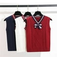 thumbnail image 4 of Coerni Girls Boys Preppy Sweater Vest V Neck Knitted Sweater Teen School Uniform Vest Warm Sleeveless Jacket Pullover Waistcoat, 4 of 5