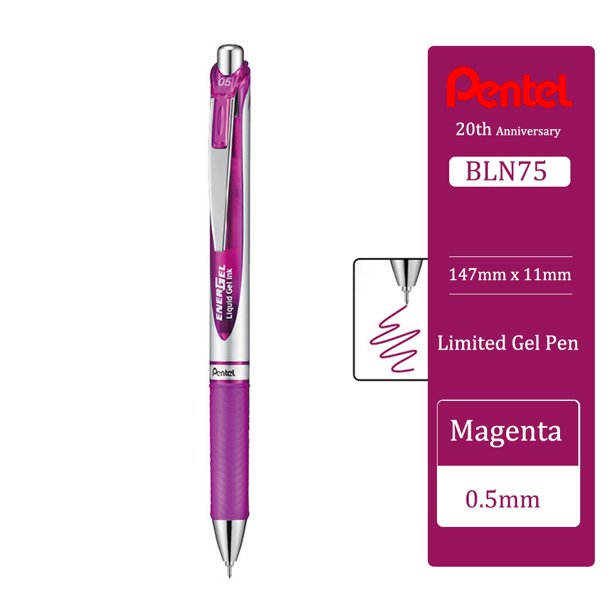 Bolígrafo de Gel japonés Pentel BLN75, prensa de agua suave y de secado rápido para estudiantes, con suministros escolares de 0,5mm, papelería, 20 colores