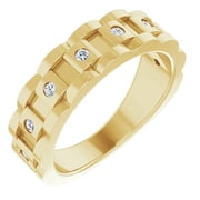 Pompeii 1/4 Ct Mens Diamond Wedding Ring Yellow Gold Chain Link Band (H,I1-I2)