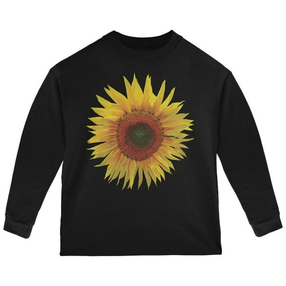 Giant Sunflower Toddler Long Sleeve T Shirt Black 3T