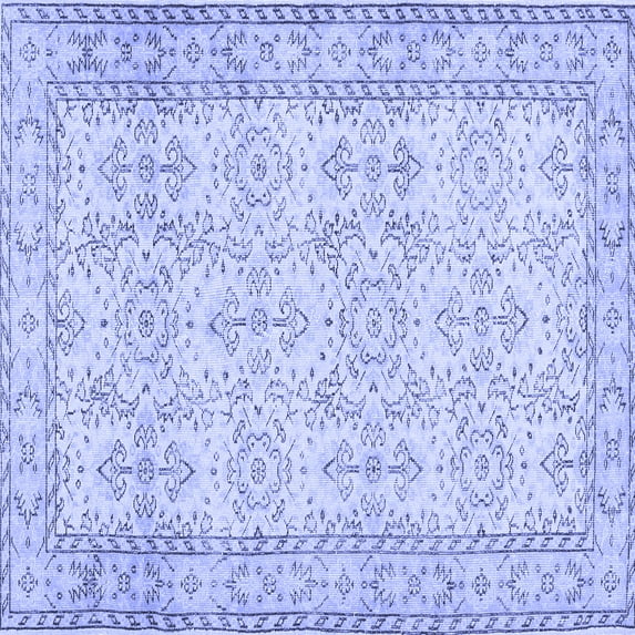 Ahgly Company Machine Washable Indoor Square Abstract Blue Contemporary Area Rugs, 8' Square