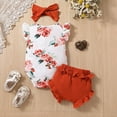 thumbnail image 6 of Fshinging Girls Outfirs Fresh Flower Print Romper Triangle Pants Suit With Headscarf Is Suitablebabies Clothes Sets Size 0-3 Months, 6 of 6