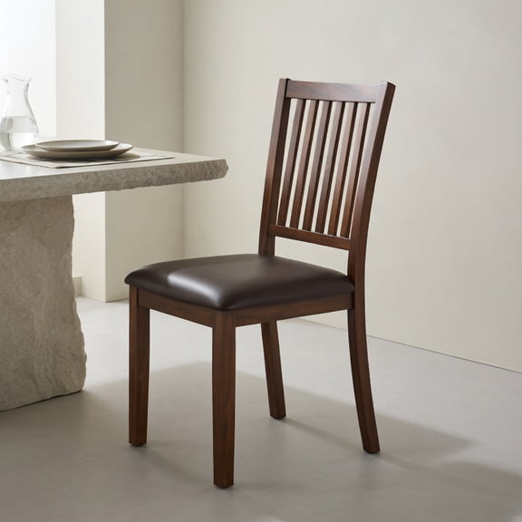 Resenkos Dining Room Chairs, Kitchen Chairs,Upholstered Modern Dining Chair Set of 2 with Slanted High Backrest-Brown