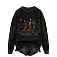 thumbnail image 2 of Halloween Salem Witch Broom Sweatshirt for Women Halloween Salem Witch Spooky Season Shirts Crew Neck Vintage Scary Pullover Tops Dark Gray M, 2 of 4