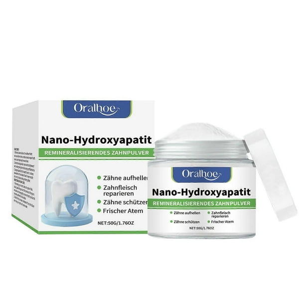 Hydroxyapatite Teeth Powder, Nanos Hydroxyapatite Powder for Tooth Whitening Sensitive Teeth Friendly Whitening Powder,Fresh Breath 50g