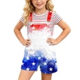 thumbnail image 2 of Heydday Kids American Flag Print Short Overalls, Adjustable Strap Unisex Boys Girls Patriotic Bib Shorts, 4th of July Holiday Outfit for Children Daily & Independence Day Party Wear, 2 of 5