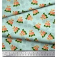 thumbnail image 2 of Soimoi Green Poly Georgette Fabric Snowflake & Grandiflora Roses Floral Fabric Prints By Yard 52 Inch Wide, 2 of 3
