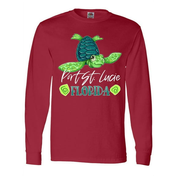 Inktastic Port St. Lucie, Florida Happy Sea Turtle Long Sleeve T-Shirt