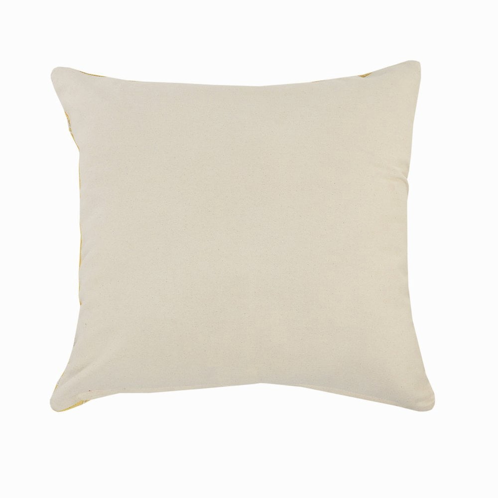 LR Home Ox Bay Hand-Woven Yellow Bordered All-Natural Cotton  Pillow Cover
