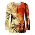 thumbnail image 5 of JUSLIO Button-Up Womens Shirts Pullover Graphic Blouses Ruched Long sleeve V Neck Blouses Multicolor 4XL, 5 of 5