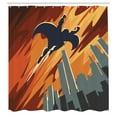 thumbnail image 3 of Ambesonne Vintage Shower Curtain, Flying Superhero, 69"Wx84"L, Red Orange Grey, 3 of 5