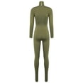 thumbnail image 4 of TiaoBug Women Long Sleeves Yoga Bodysuit High Collar Stretchy Jumpsuit Sport Yoga Workout Leotard Army Green L, 4 of 7
