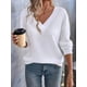 thumbnail image 5 of Blusas de Punto Gofre para Mujer, Blusas Casuales de Larga con Farol, Cuello en V, Camisetas Oversize. XXL, 5 of 8