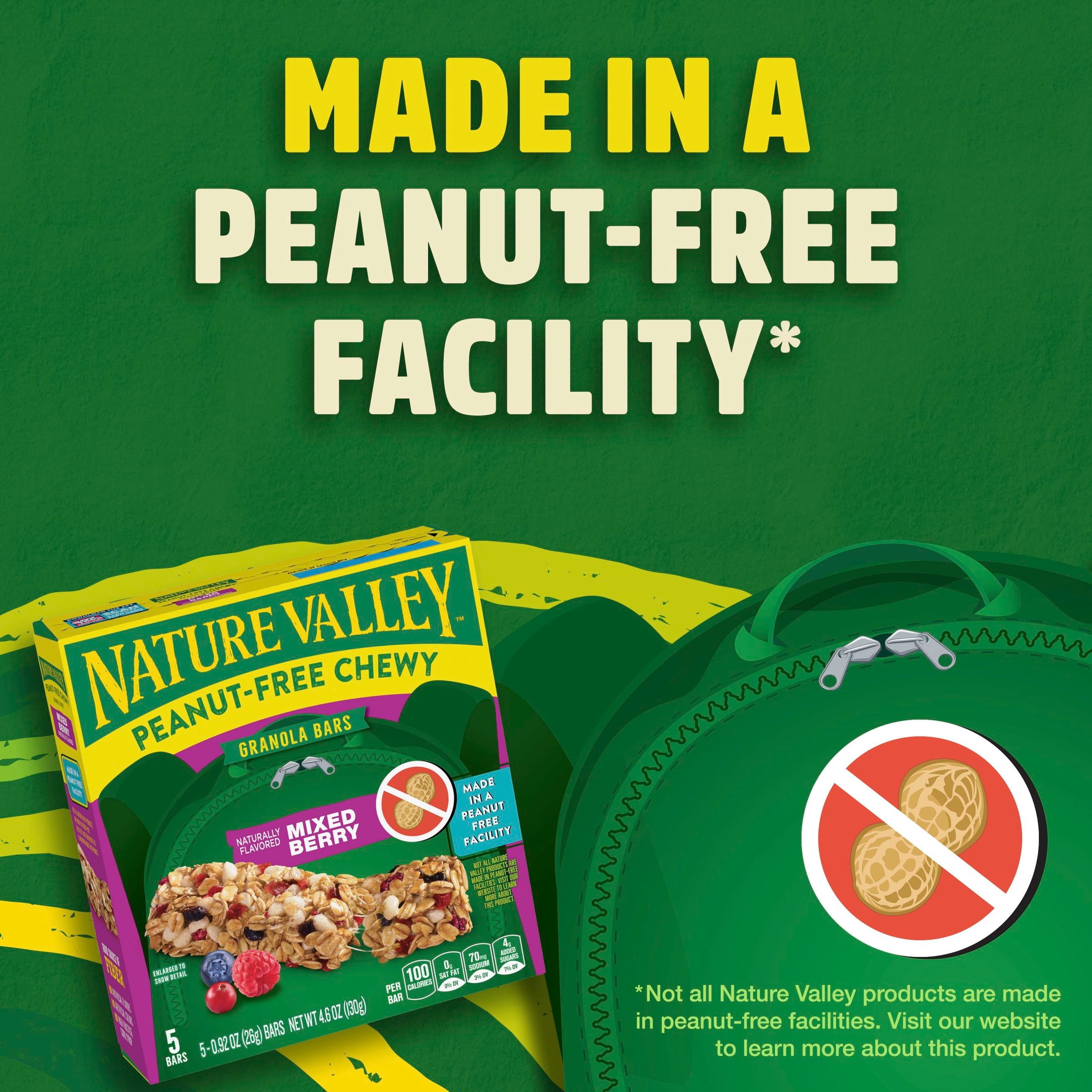 (12 pack) Nature Valley Peanut-Free Chewy Granola Bars, Mixed Berry, 5 Bars, 4.6 oz
