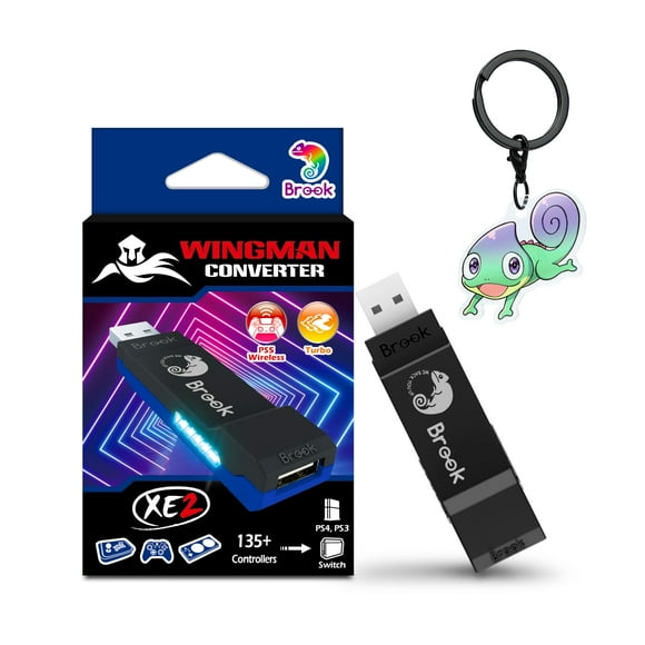Brook Wingman XE2 Wireless Controller Adapter [Exclusive Version] 2-in 1 Converter for PS5, PS4, Xbox Series, NS, NS 2 & PC Supports Turbo, Remap, Lag-Free Play Includes Keychain