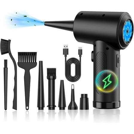 Electric Compressed Air Duster - 91000RPM High-Power Cordless Rechargeable Air Blower for PC, Keyboard, Computer & Electronics Cleaning - Portable Air Can Replacement for Office, Car, Home & Dusting