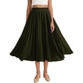 thumbnail image 3 of Lenago Skirts for Women Casual Summer Large Solid Elastic Waist Flax A-line Ankle Skirt, 3 of 10
