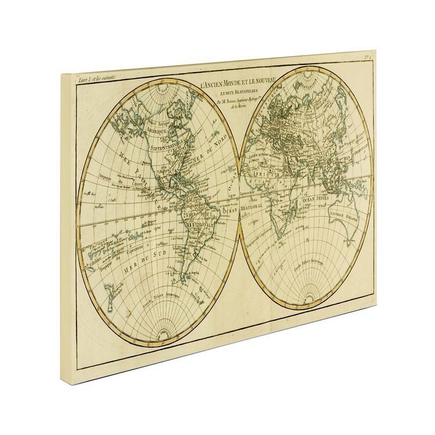 Trademark Art 'World Map in Two Hemispheres' Canvas Art by Charles Bonne