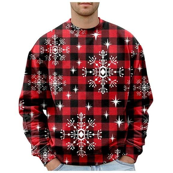 Hoodies for Men Mens Christmas Plus Size Hoodless Pullovers Fashion Sweatshirts Holiday Logo Print Clothing Tops Hop Oversized Sweatshirts Mens Hoodies under 10 Long Sleeve Fall Shirts State Pr Red S